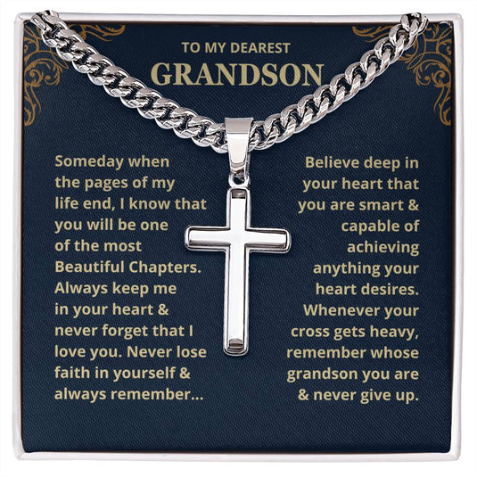 Grandson, Never Lose Faith - Chain Necklace - CHARMING FAMILY GIFT LLC 