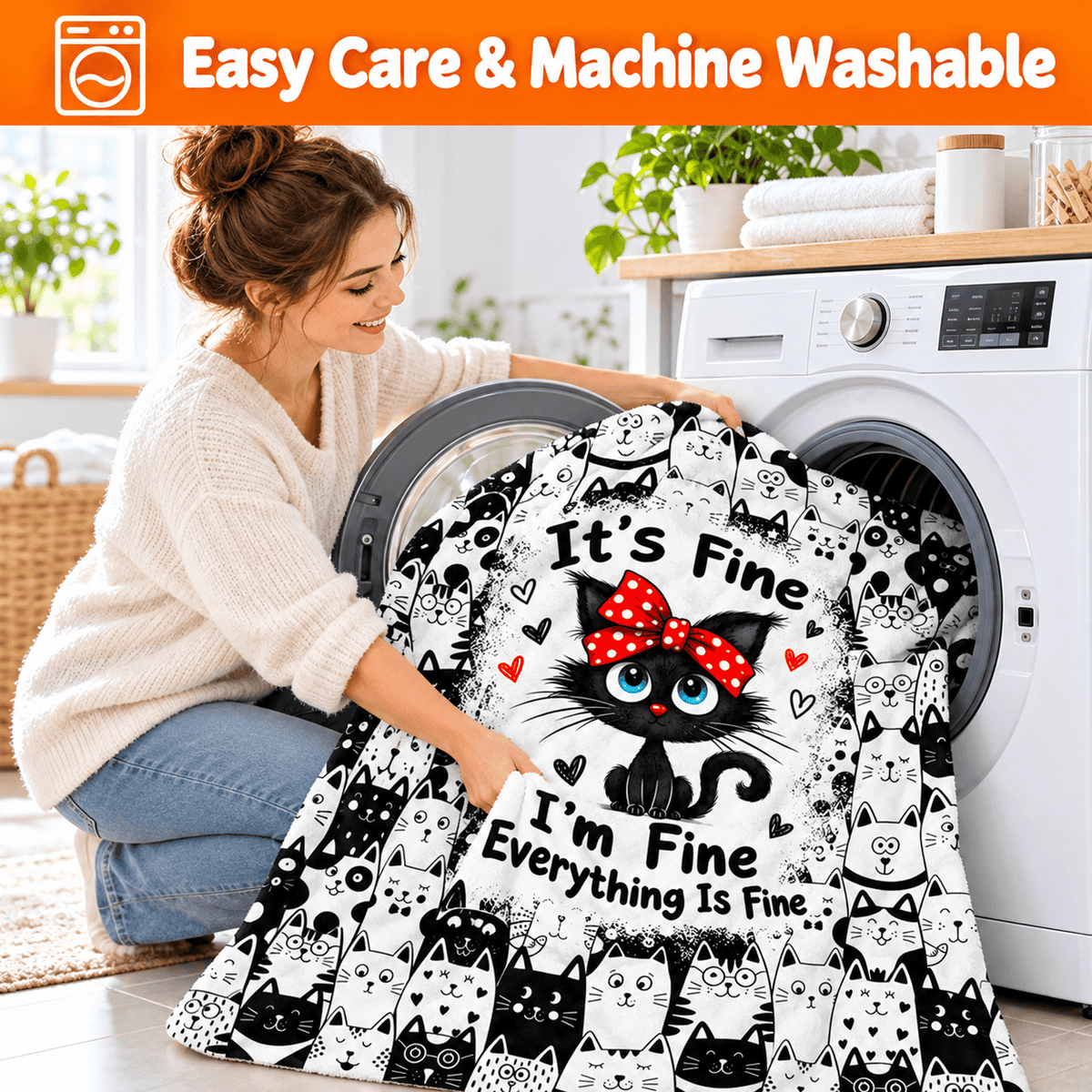 It’s Fine I’m Fine Everything Is Fine Cat Blanket – Funny Cat Lover Blanket Gift– 50"×60"