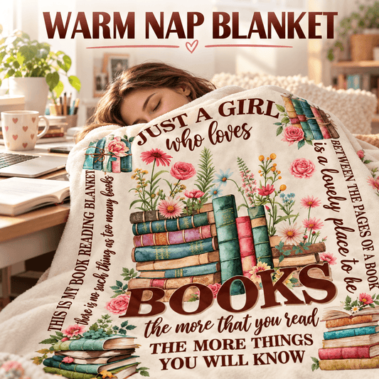 Just a Girl Who Loves Books Blanket – Cozy Plush Fleece Blanket Book Lover Reading Gift – 50