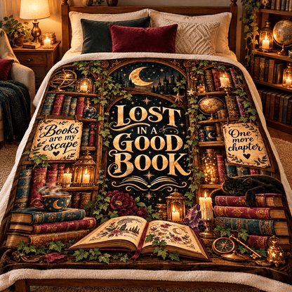 Lost in a Good Book Blanket – Magical Library Dark Academia Cozy Plush Fleece Reading Gift for Women & Daughters – 50