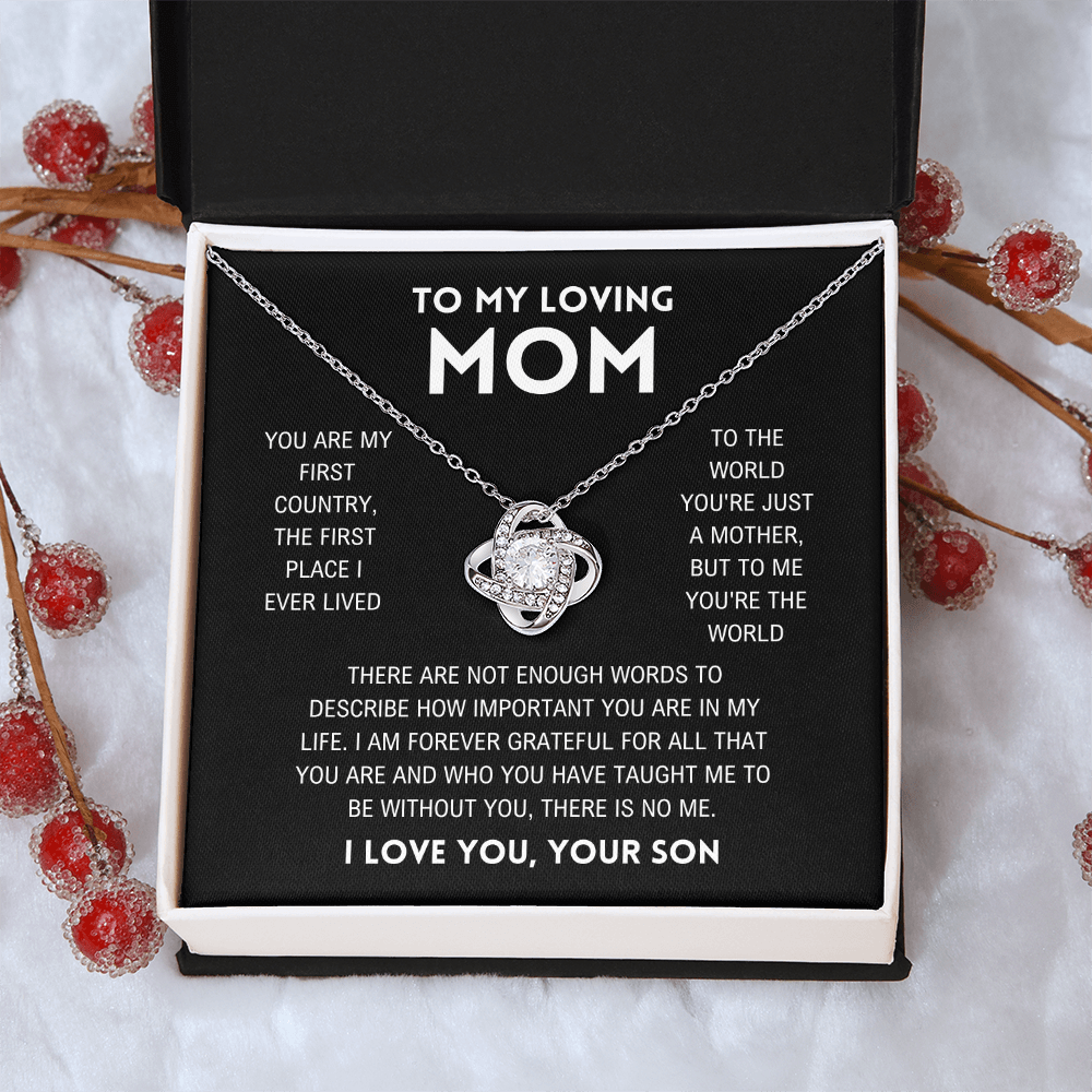 Mom - You're The World - Love Knot Necklace From Son