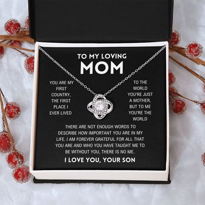 Mom - You're The World - Love Knot Necklace From Son