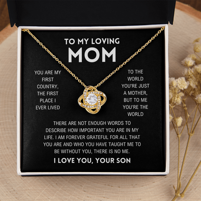 Mom - You're The World - Love Knot Necklace From Son