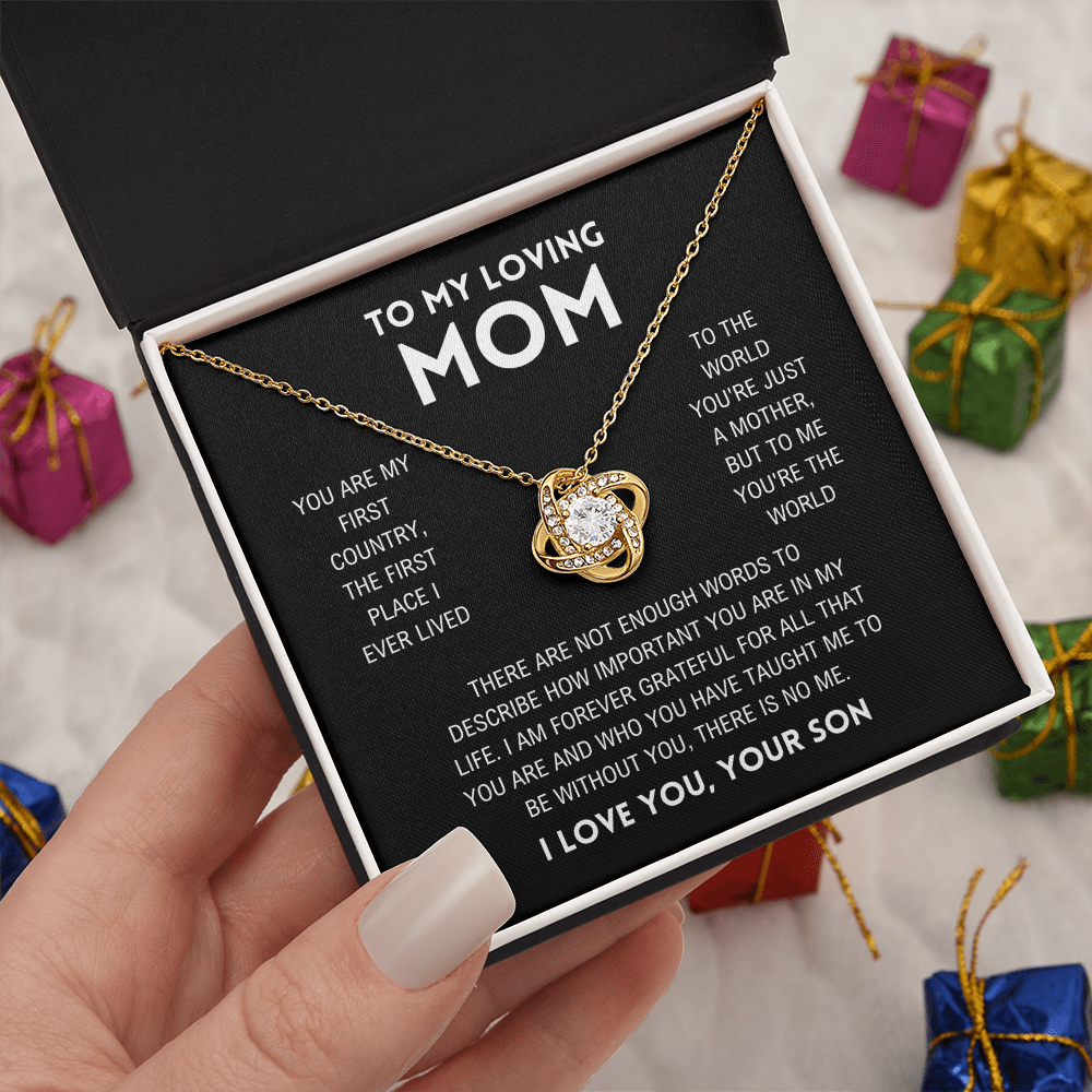 Mom - You're The World - Love Knot Necklace From Son