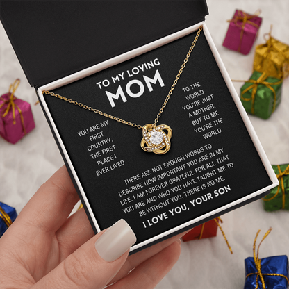 Mom - You're The World - Love Knot Necklace From Son