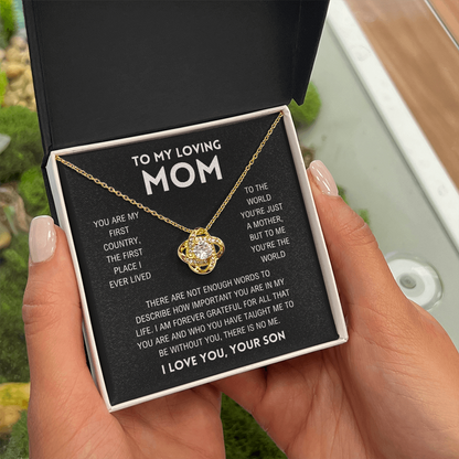 Mom - You're The World - Love Knot Necklace From Son
