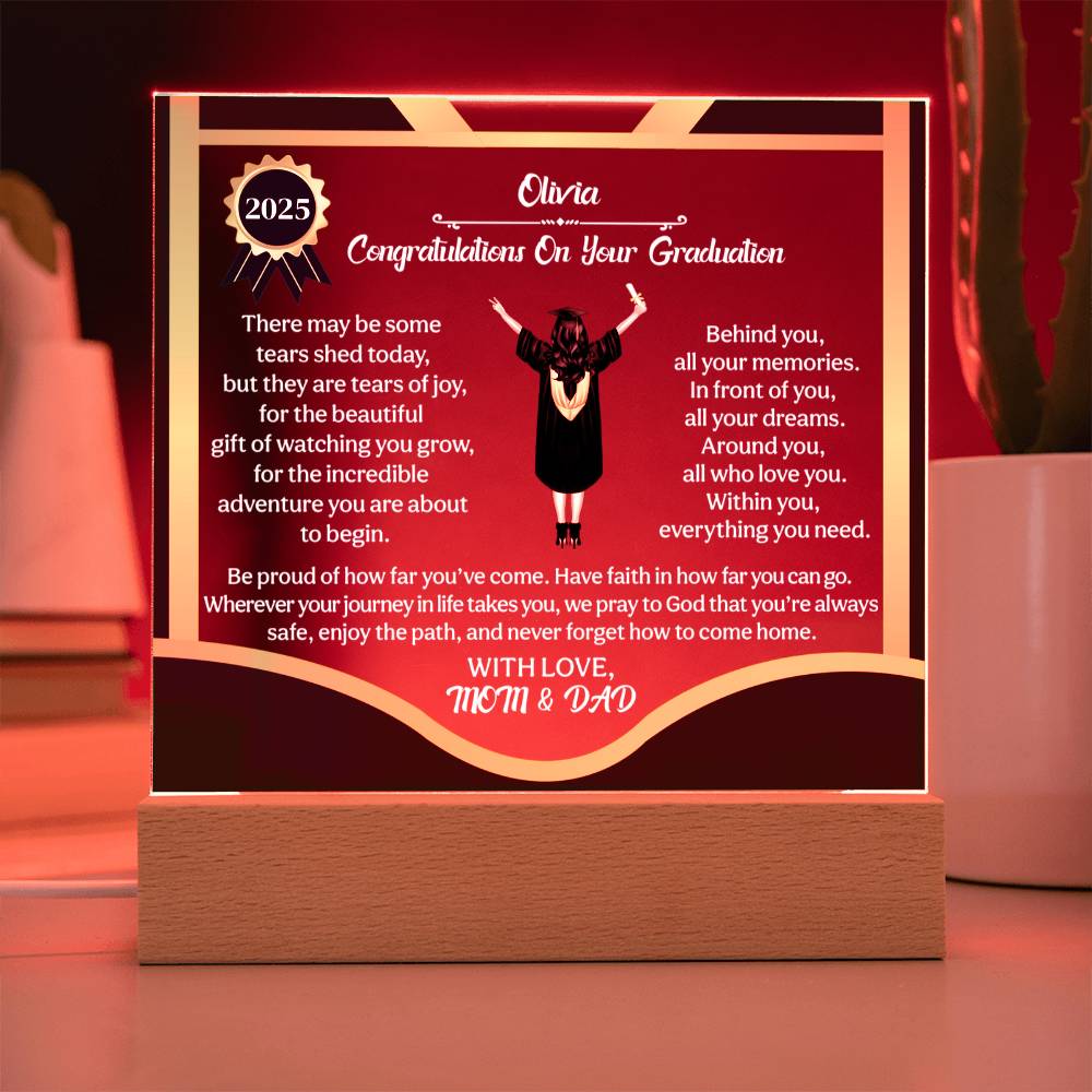 Personalized LED Graduation Plaque - The Gift That Will Move Them to Tears