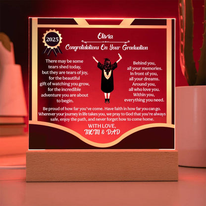 Personalized LED Graduation Plaque - The Gift That Will Move Them to Tears