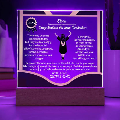 Personalized LED Graduation Plaque - The Gift That Will Move Them to Tears