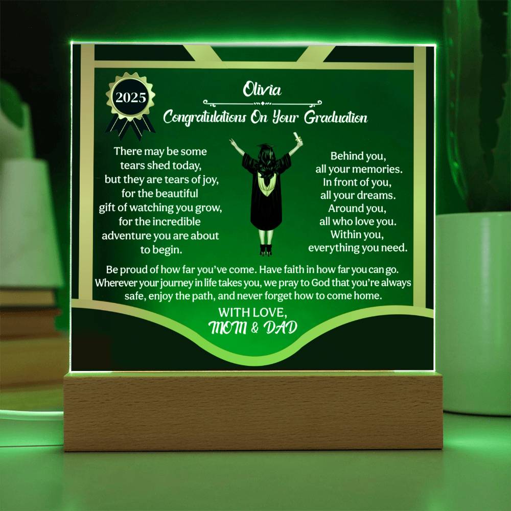 Personalized LED Graduation Plaque - The Gift That Will Move Them to Tears
