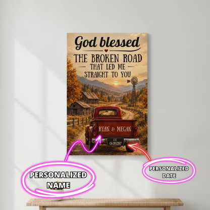 Personalized Couple Canvas, Custom Name & Date Wall Art, Romantic Rustic Anniversary Gift