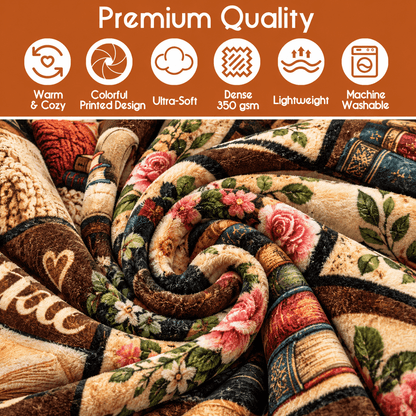 She Wanders Through Pages Book Lover Blanket 50"x60" – Vintage Floral Reading Gift for Women & Daughters