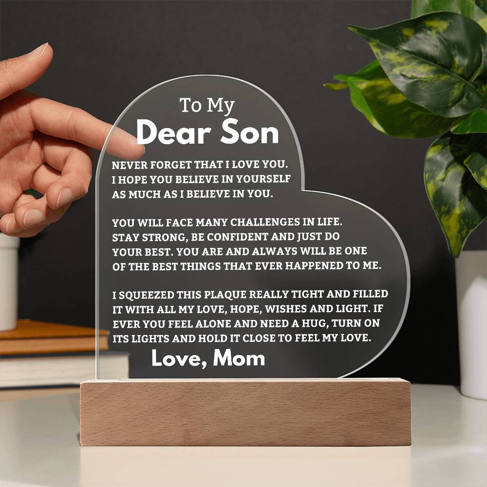 Son Gift Best Thing LED Heart Plaque - From Mom