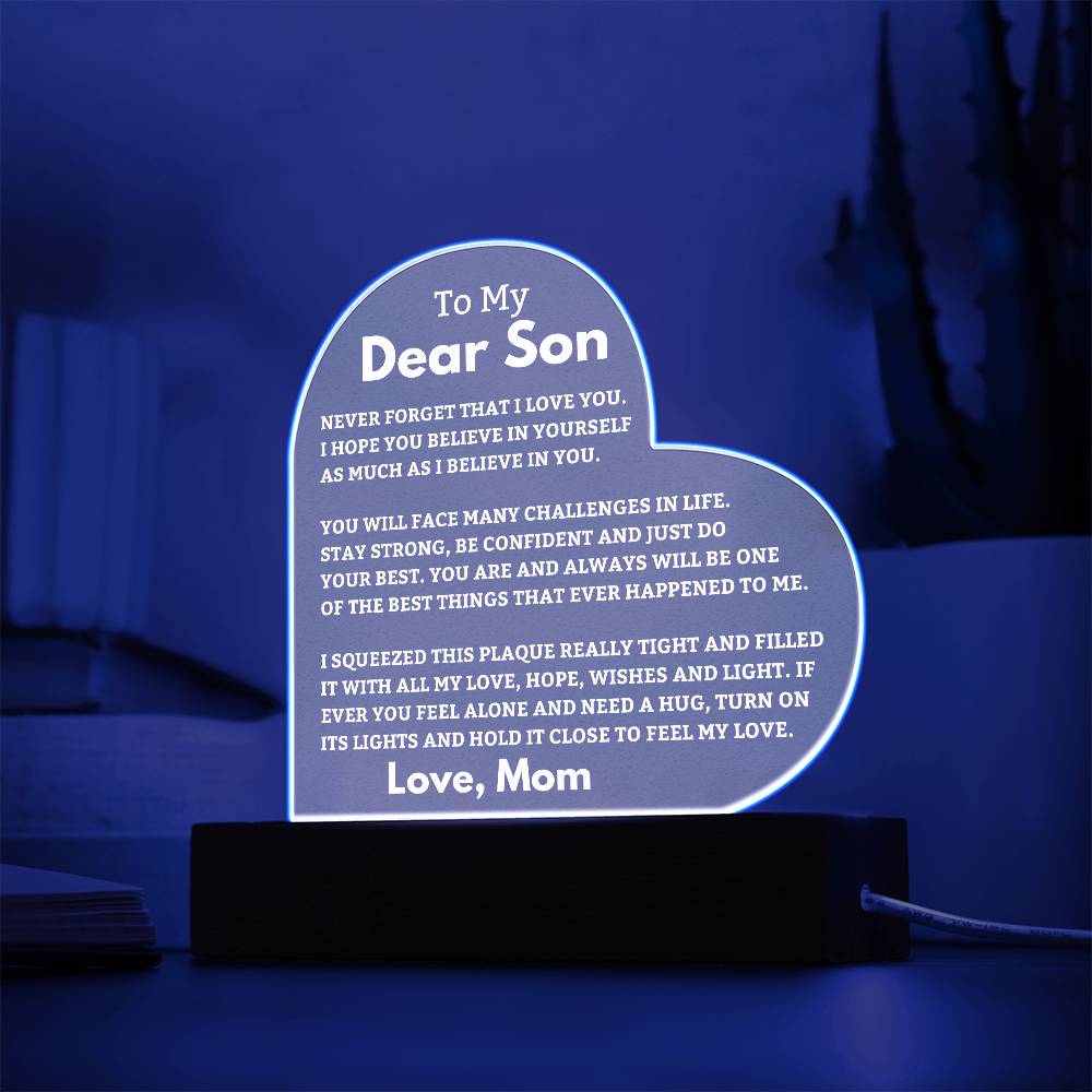Son Gift Best Thing LED Heart Plaque - From Mom