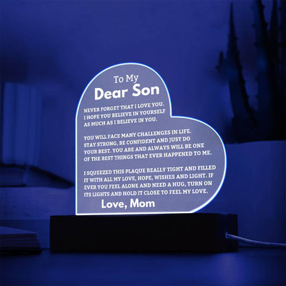 Son Gift Best Thing LED Heart Plaque - From Mom