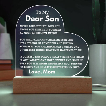Son Gift Best Thing LED Heart Plaque - From Mom