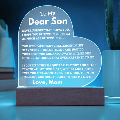 Son Gift Best Thing LED Heart Plaque - From Mom