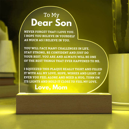 Son Gift Best Thing LED Heart Plaque - From Mom