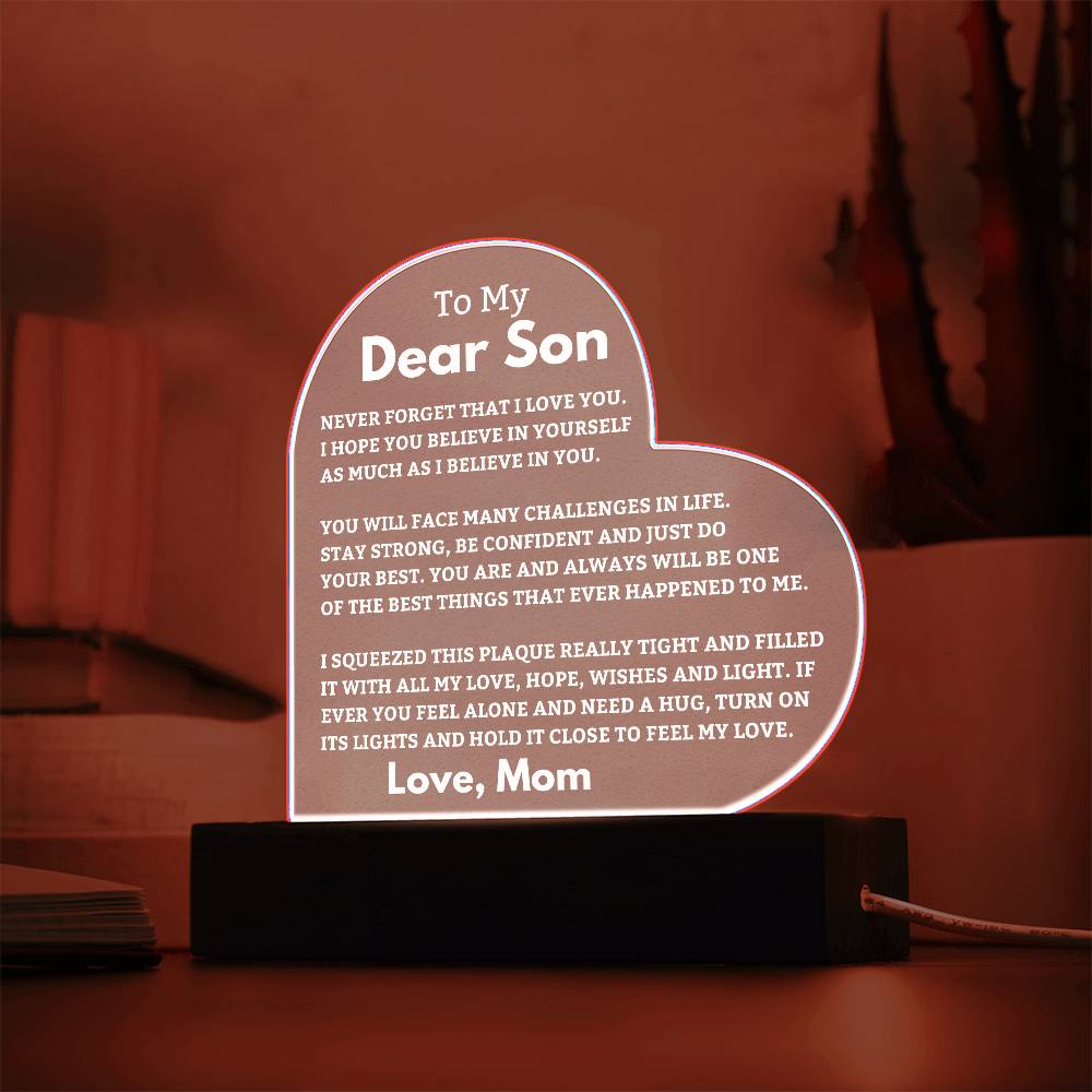 Son Gift Best Thing LED Heart Plaque - From Mom