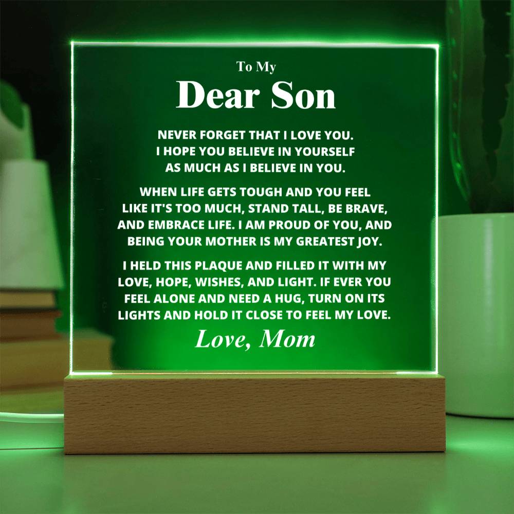 Son Gift, From Mom Believe In Yourself, Square Acrylic Plaque