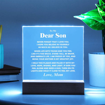 Son Gift, From Mom Believe In Yourself, Square Acrylic Plaque