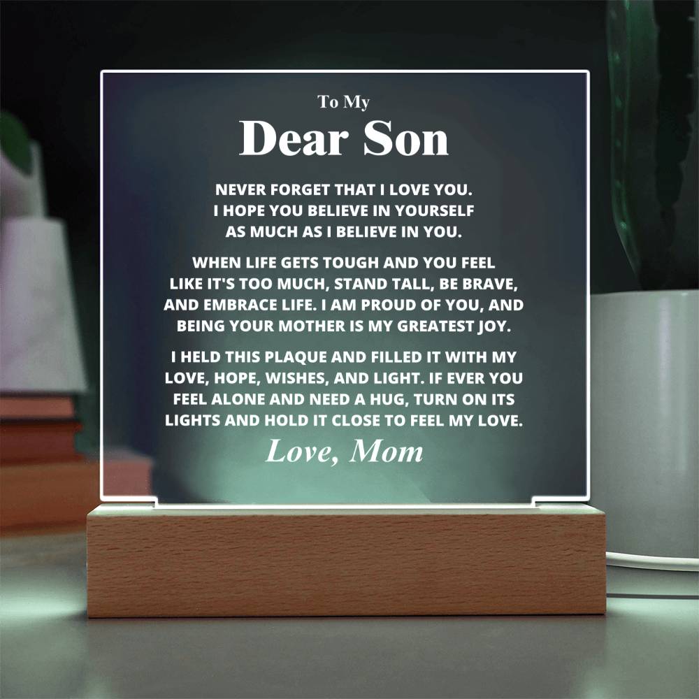 Son Gift, From Mom Believe In Yourself, Square Acrylic Plaque