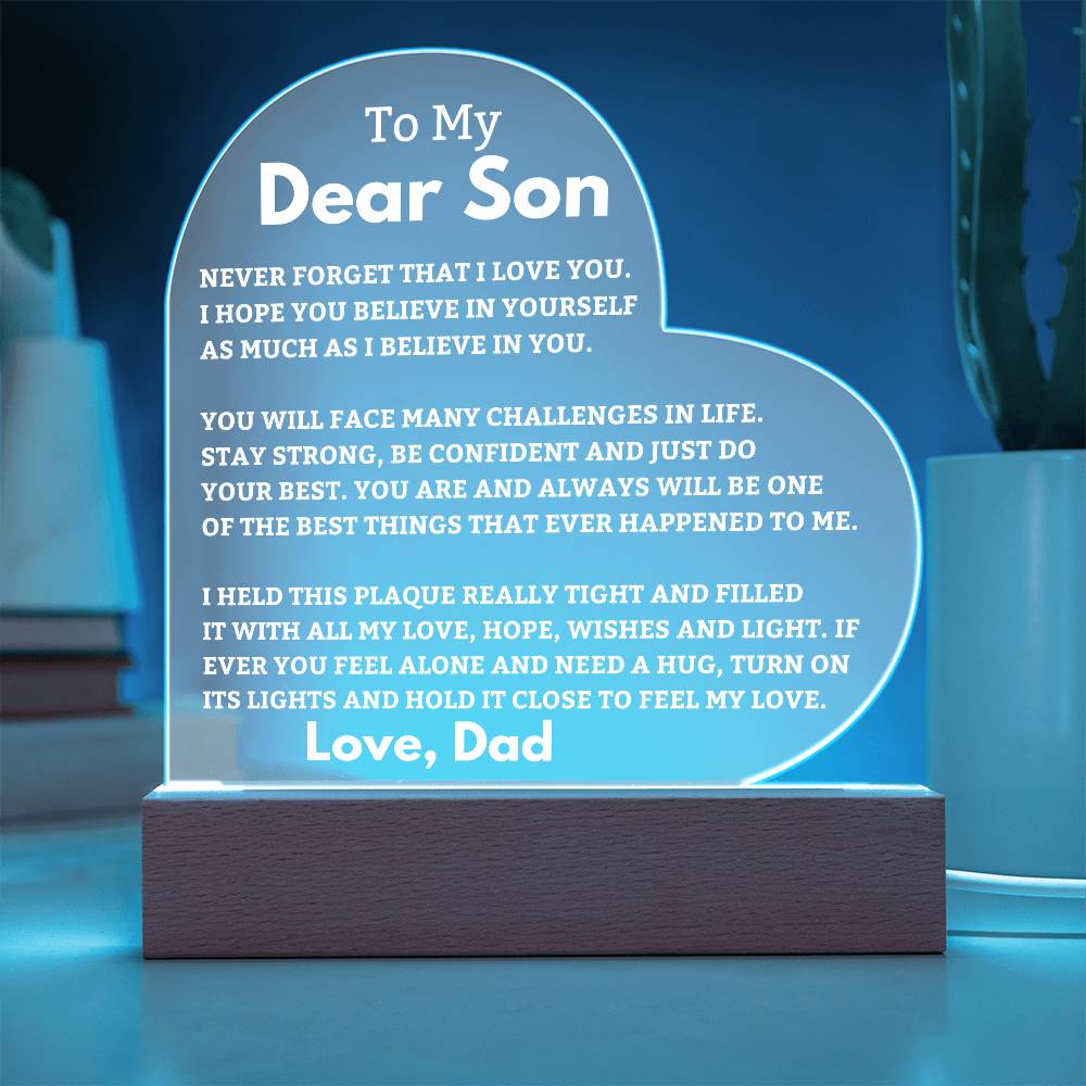 Son Gift I Believe In You LED Heart Plaque - From Dad