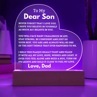 Son Gift I Believe In You LED Heart Plaque - From Dad