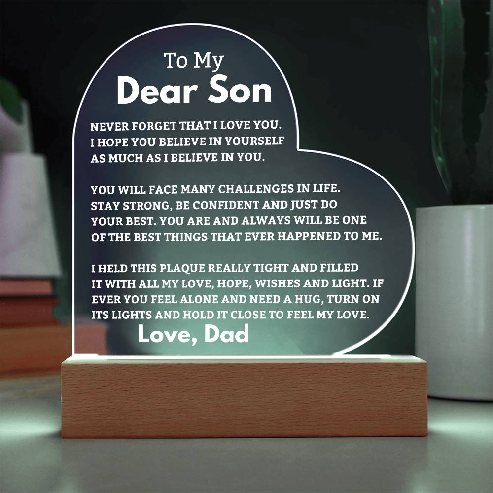 Son Gift I Believe In You LED Heart Plaque - From Dad