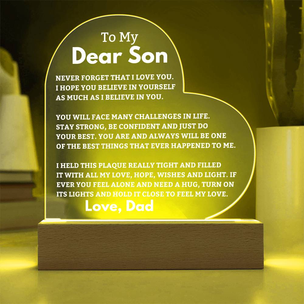 Son Gift I Believe In You LED Heart Plaque - From Dad