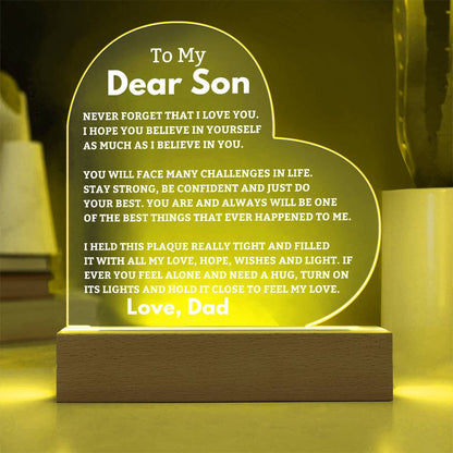 Son Gift I Believe In You LED Heart Plaque - From Dad