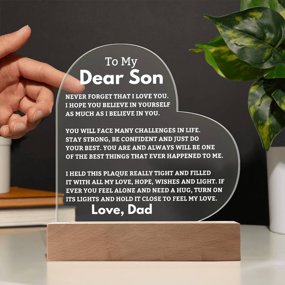 Son Gift I Believe In You LED Heart Plaque - From Dad
