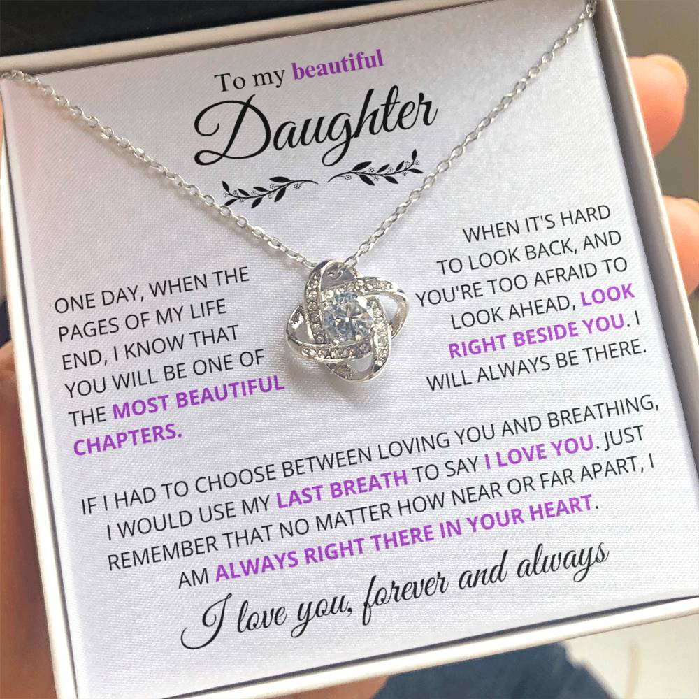 Stunning Daughter Gift Most Beautiful Chapters Gold Knot Necklace