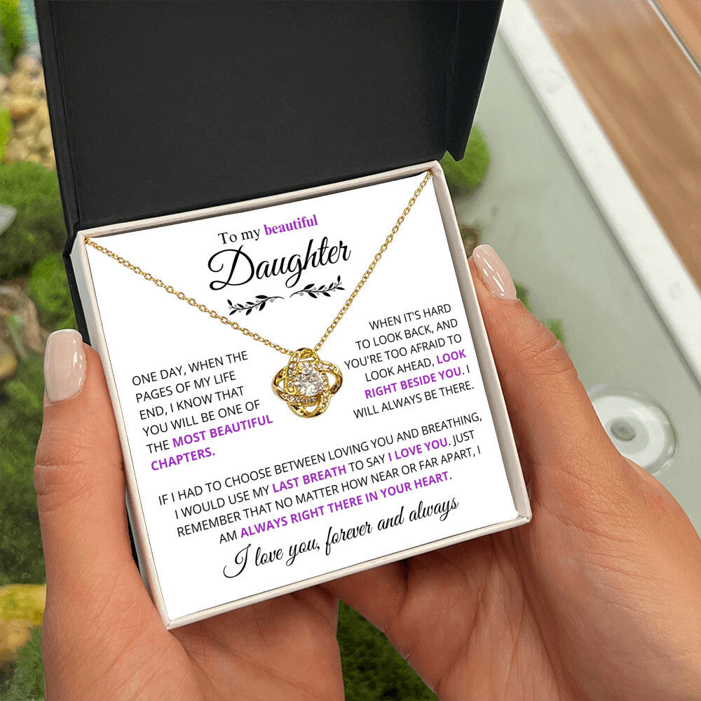 Stunning Daughter Gift Most Beautiful Chapters Gold Knot Necklace
