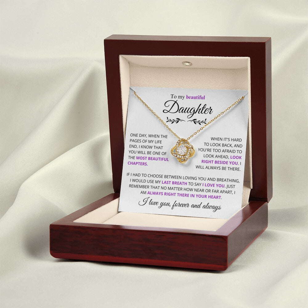 Stunning Daughter Gift Most Beautiful Chapters Gold Knot Necklace