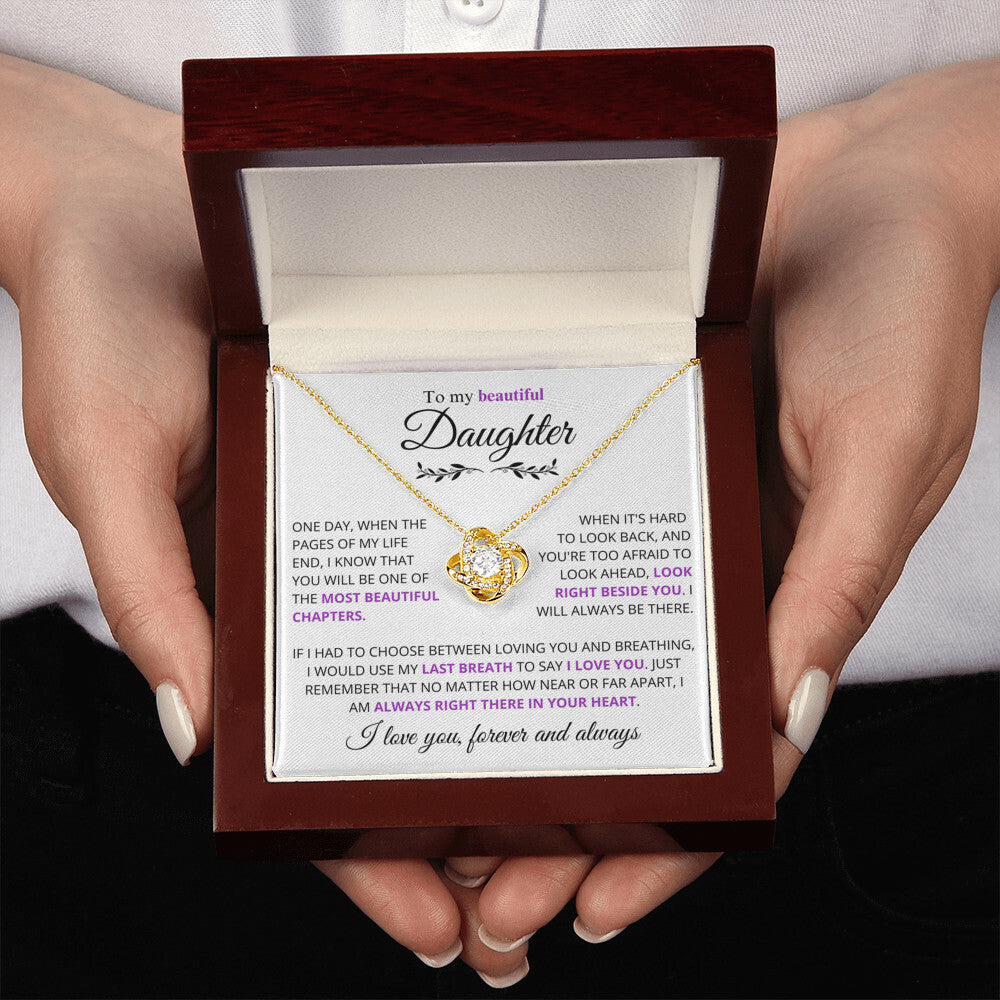 Stunning Daughter Gift Most Beautiful Chapters Gold Knot Necklace