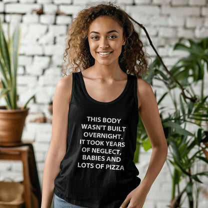 This Body Wasn't Built Overnight Tank Top – Unisex Funny Shirt for Summer, Gym, or Beach