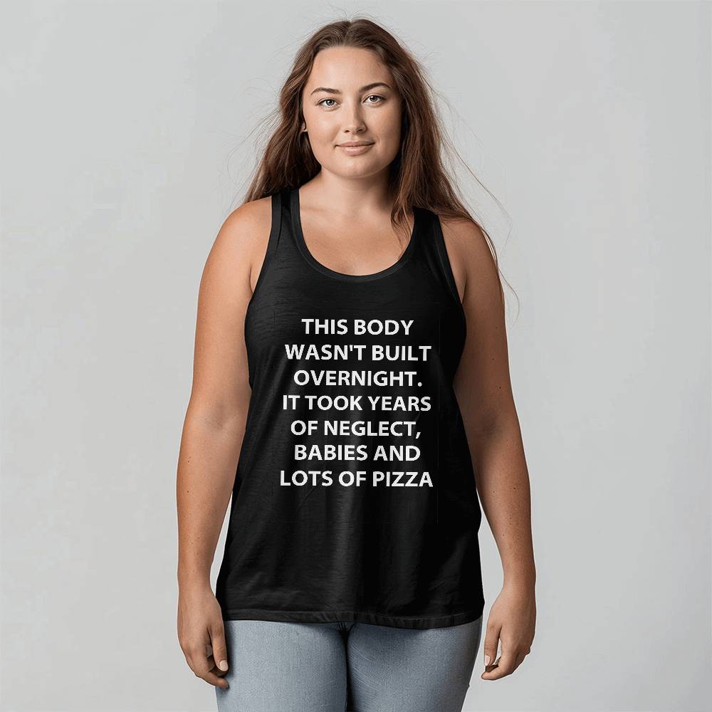 This Body Wasn't Built Overnight Tank Top – Unisex Funny Shirt for Summer, Gym, or Beach