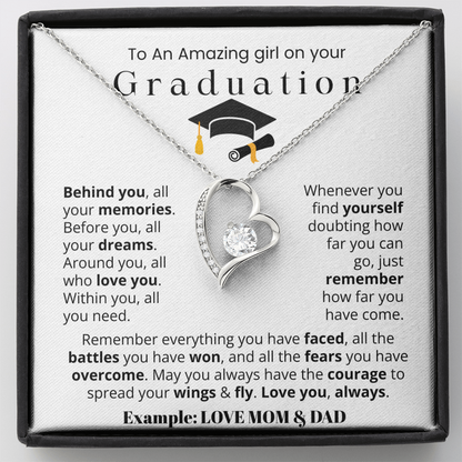 To An Amazing girl on your Graduation - Forever Love Necklace Gift Set