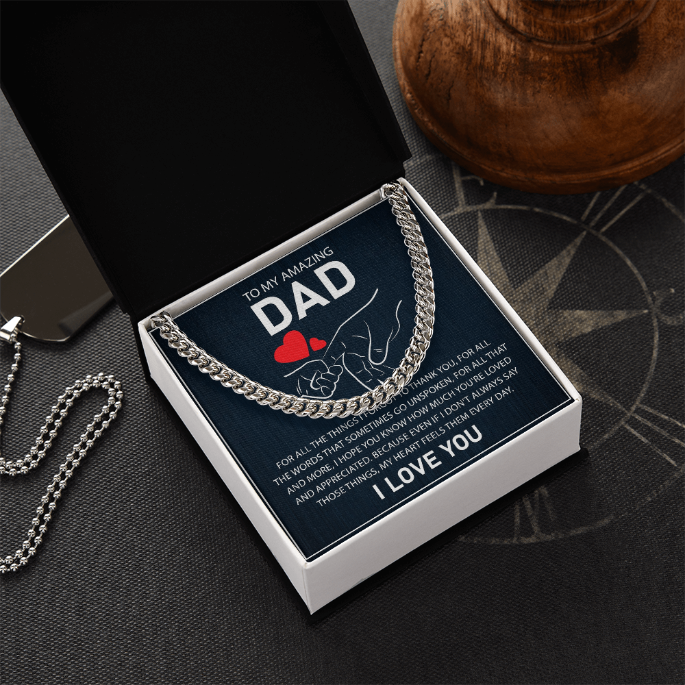 To My Amazing Dad - I Love You - Cuban Link Chain Gift Set