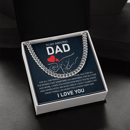 To My Amazing Dad - I Love You - Cuban Link Chain Gift Set