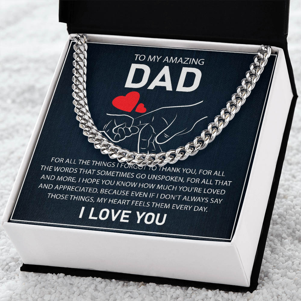 To My Amazing Dad - I Love You - Cuban Link Chain Gift Set
