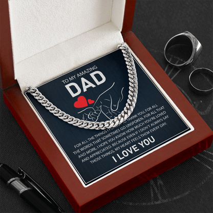To My Amazing Dad - I Love You - Cuban Link Chain Gift Set