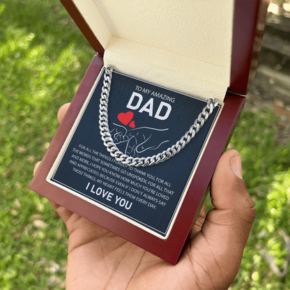 To My Amazing Dad - I Love You - Cuban Link Chain Gift Set