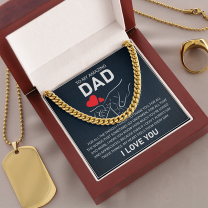 To My Amazing Dad - I Love You - Cuban Link Chain Gift Set