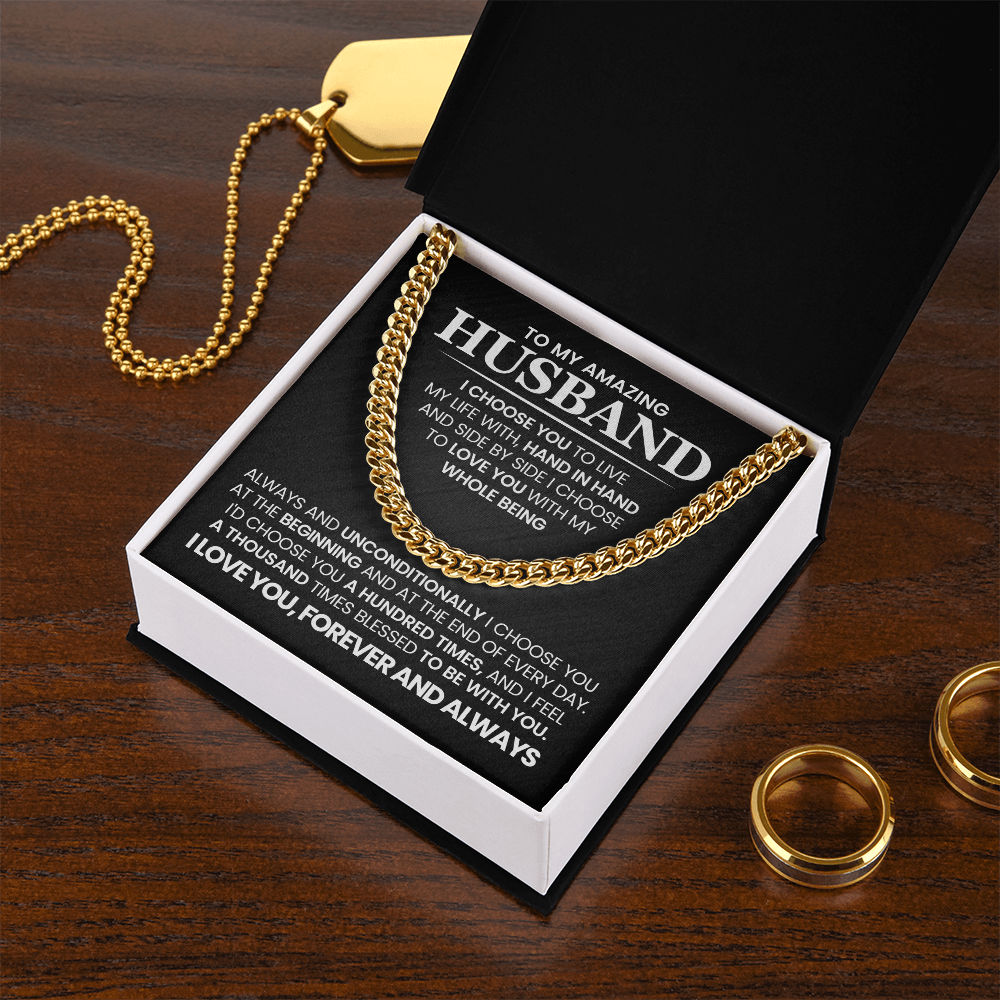To My Amazing Husband - I Choose You -  Cuban Link Chain Gift Set