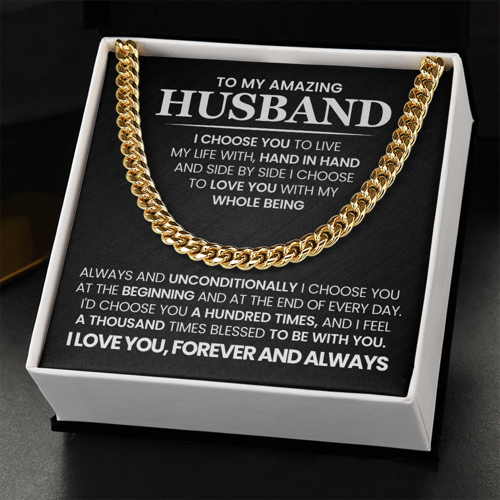 To My Amazing Husband - I Choose You -  Cuban Link Chain Gift Set