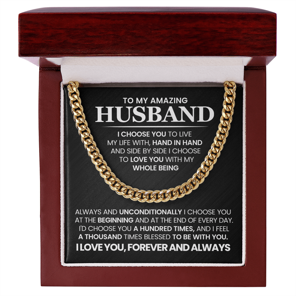 To My Amazing Husband - I Choose You -  Cuban Link Chain Gift Set