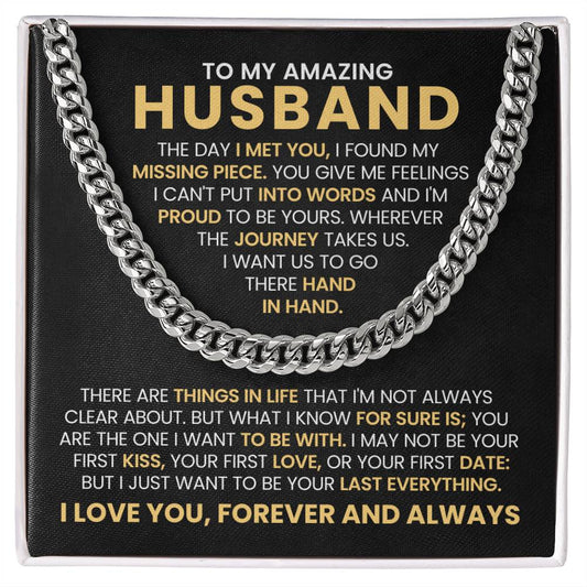 To My Amazing Husband - The Day I Met You - Cuban Link Chain Gift Set