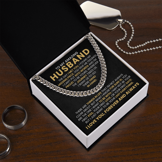 To My Amazing Husband - The Day I Met You - Cuban Link Chain Gift Set
